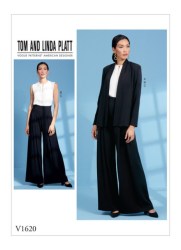 1620 Vogue Tom Linda Platt Unlined Collar Jacket, Loose Shell Top, Hi Waist Pants Pattern 14-22 Uncut